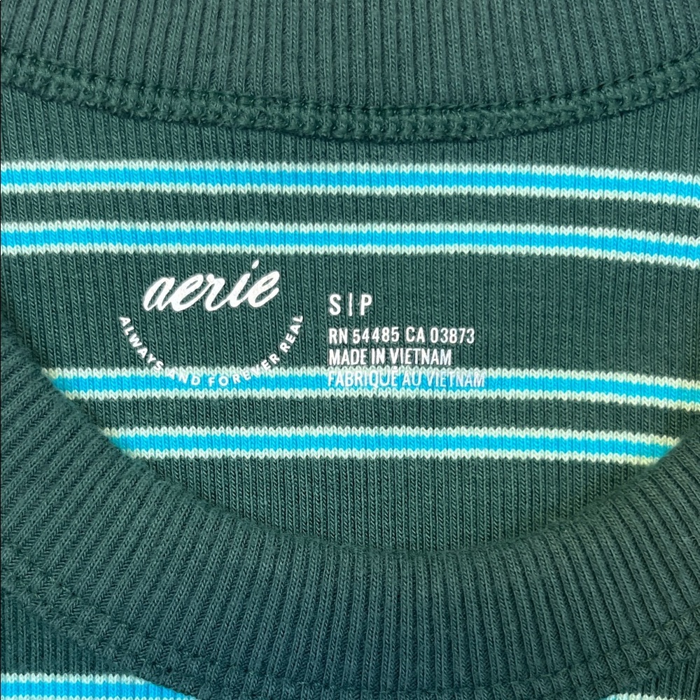 aerie Dark Green Tank with Teal and White Stripes - Picture 2 of 8